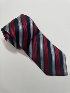 Alexander Julian Colours Tie With Black, Red And White Stripes